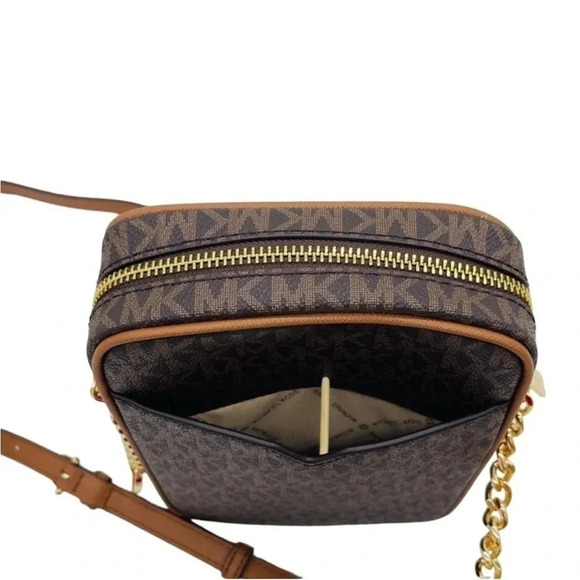 Michael Kors Medium NS Chain Xbody Bag Brown/Gold - Picture 7 of 9